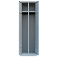 Garderobenspind, 2 Abteile mittig schließend, H 1800 x B 500 x T 500 mm, lichtgrau - KONFIGURIERBAR