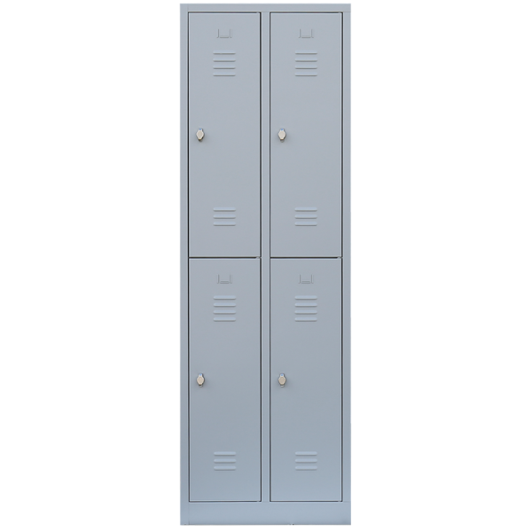 XL Garderobenspind, 2 Abteile doppelstöckig, H 1950 x B 600 x T 500 mm, lichtgrau - KONFIGURIERBAR