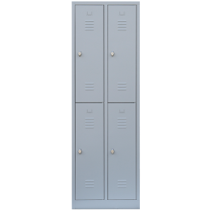 XL Garderobenspind, 2 Abteile doppelstöckig, H 1950 x B 600 x T 500 mm, lichtgrau - KONFIGURIERBAR