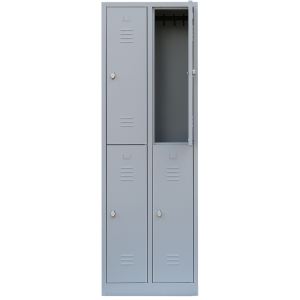 XL Garderobenspind, 2 Abteile doppelstöckig, H 1950 x B 600 x T 500 mm, lichtgrau - KONFIGURIERBAR