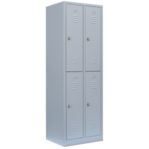 XL Garderobenspind, 2 Abteile doppelstöckig, H 1950 x B 600 x T 500 mm, lichtgrau - KONFIGURIERBAR