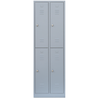 XL Garderobenspind, 2 Abteile doppelstöckig, H 1950 x B 600 x T 500 mm, lichtgrau - KONFIGURIERBAR