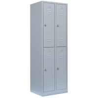XL Garderobenspind, 2 Abteile doppelstöckig, H 1950 x B 600 x T 500 mm, lichtgrau - KONFIGURIERBAR