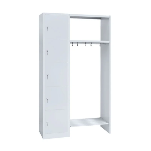 Garderobe, 1 Abteil links, 5 Fächer, H 1800 x B 1115 x T 500 mm, lichtgrau - KONFIGURIERBAR