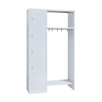 Garderobe, 1 Abteil links, 5 Fächer, H 1800 x B 1115 x T 500 mm, lichtgrau - KONFIGURIERBAR
