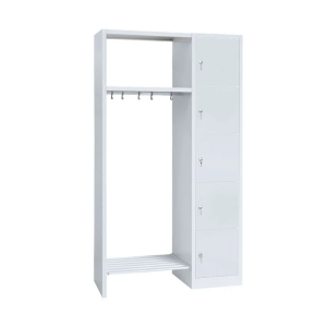 Garderobe, 1 Abteil rechts, 5 Fächer, H 1800 x B 1115 x T 500 mm, lichtgrau - KONFIGURIERBAR