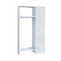 Garderobe, 1 Abteil rechts, 5 Fächer, H 1800 x B 1115 x T 500 mm, lichtgrau - KONFIGURIERBAR