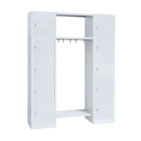 Garderobe, 2 Abteile, je 5 Fächer rechts/links, H 1800 x B 1430 x T 500 mm, lichtgrau - KONFIGURIERBAR