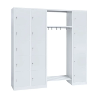 Garderobe, 2 Abteile links, 1 Abteil rechts, je 5 Fächer, H 1800 x B 1915 x T 500 mm, lichtgrau - KONFIGURIERBAR