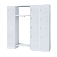 Garderobe, 1 Abteil links, 2 Abteile rechts, je 5 Fächer, H 1800 x B 1915 x T 500 mm, lichtgrau - KONFIGURIERBAR