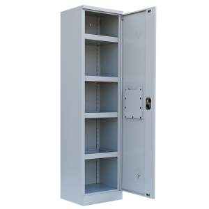 Umweltschrank, 1 Tür, 4 Wannenböden, H 1950 x B 500 x T 422 mm, lichtgrau - KONFIGURIERBAR