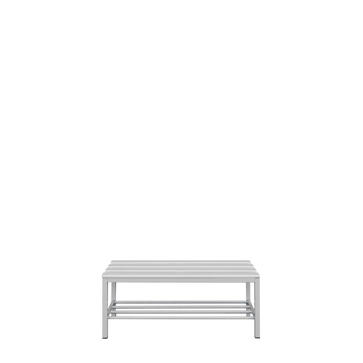 Sitzbank mit Schuhrost, 400 x 1000 x 400 mm, lichtgrau - KON