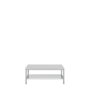 Sitzbank mit Schuhrost, 400 x 1000 x 400 mm, lichtgrau - KONFIGURIERBAR