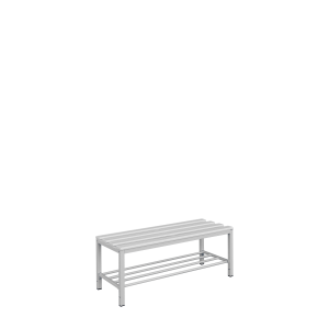 Sitzbank mit Schuhrost, 400 x 1000 x 400 mm, lichtgrau - KONFIGURIERBAR