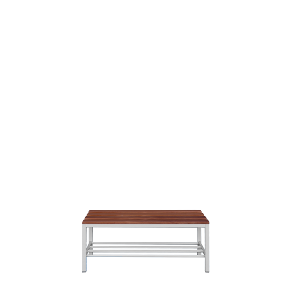 Sitzbank mit Schuhrost, 400 x 1000 x 400 mm, lichtgrau/buche - KONFIGURIERBAR