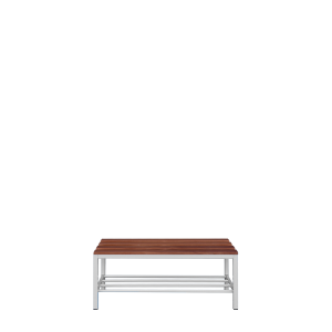 Sitzbank mit Schuhrost, 400 x 1000 x 400 mm, lichtgrau/buche - KONFIGURIERBAR