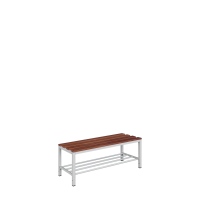 Sitzbank mit Schuhrost, 400 x 1000 x 400 mm, lichtgrau/buche - KONFIGURIERBAR