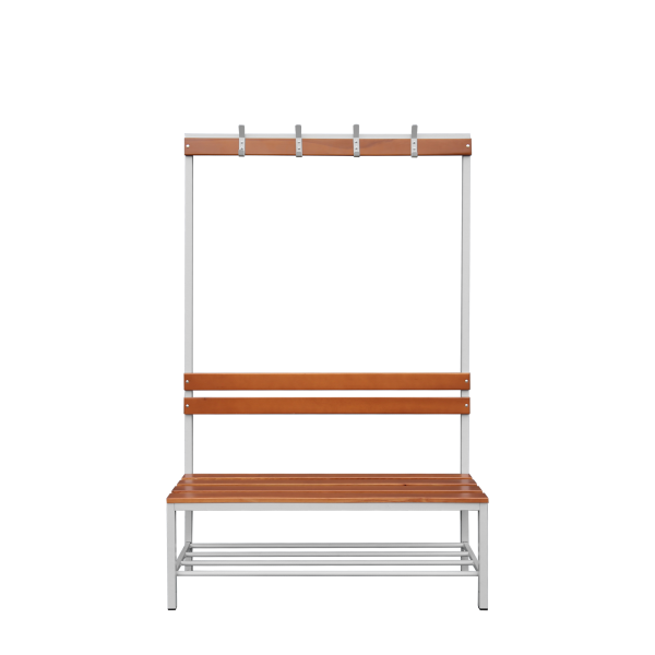 Einseitige Sitzbankgarderobe mit Schuhrost, 400/1825 x 1200 x 400 mm, lichtgrau/buche - KONFIGURIERBAR