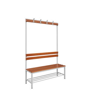 Einseitige Sitzbankgarderobe mit Schuhrost, 400/1825 x 1200 x 400 mm, lichtgrau/buche - KONFIGURIERBAR
