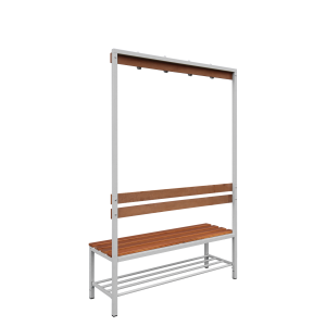 Einseitige Sitzbankgarderobe mit Schuhrost, 400/1825 x 1200 x 400 mm, lichtgrau/buche - KONFIGURIERBAR