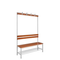 Einseitige Sitzbankgarderobe mit Schuhrost, 400/1825 x 1200 x 400 mm, lichtgrau/buche - KONFIGURIERBAR