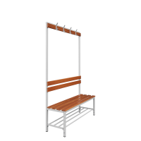 Einseitige Sitzbankgarderobe mit Schuhrost, 400/1825 x 1200 x 400 mm, lichtgrau/buche - KONFIGURIERBAR