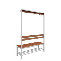 Einseitige Sitzbankgarderobe mit Schuhrost, 400/1825 x 1200 x 400 mm, lichtgrau/buche - KONFIGURIERBAR