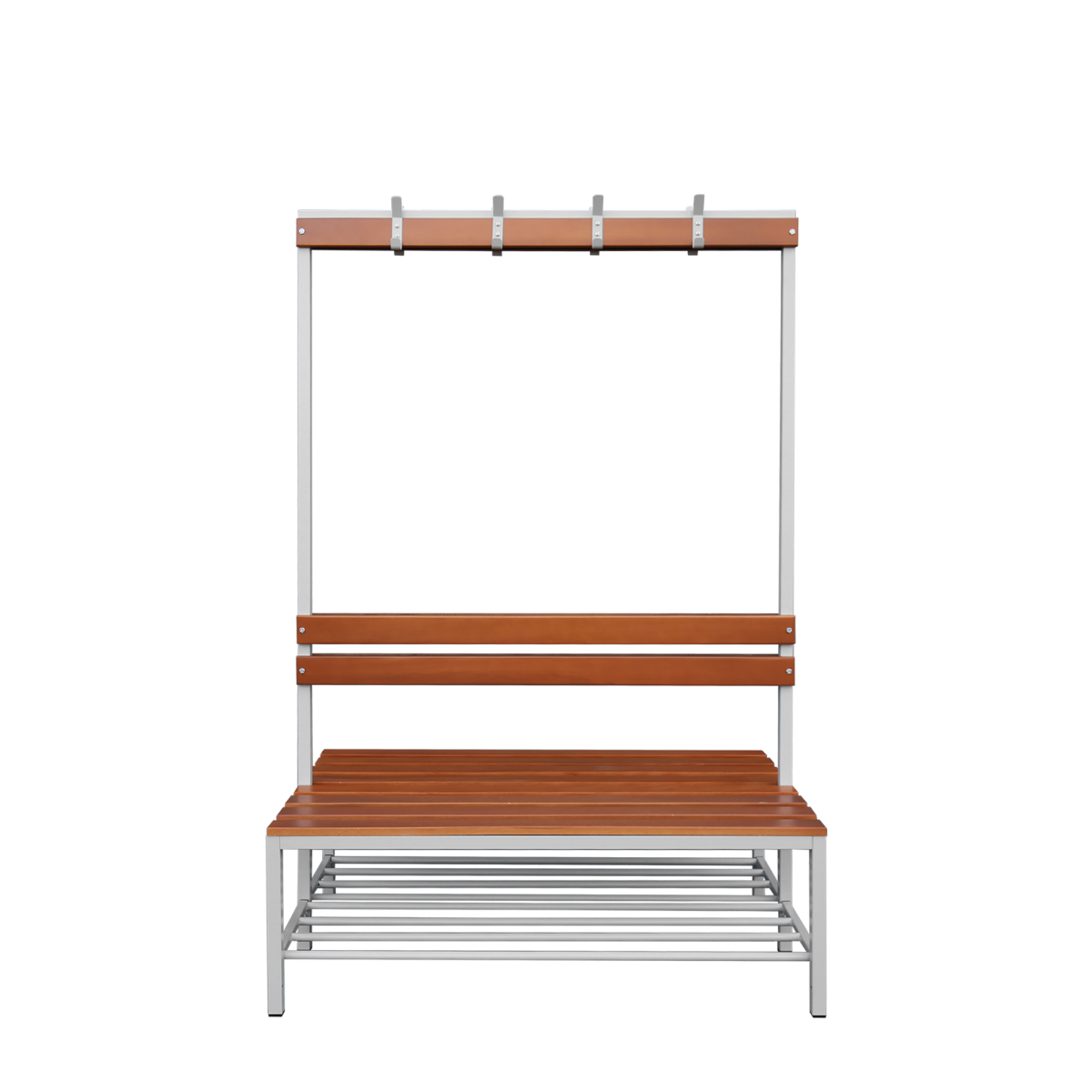 Doppelseitige Sitzbankgarderobe mit Schuhrost, 400/1825 x 12