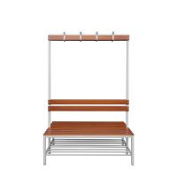 Doppelseitige Sitzbankgarderobe mit Schuhrost, 400/1825 x 1200 x 800 mm, lichtgrau/buche - KONFIGURIERBAR