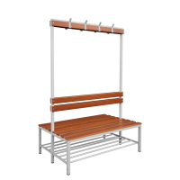 Doppelseitige Sitzbankgarderobe mit Schuhrost, 400/1825 x 1200 x 800 mm, lichtgrau/buche - KONFIGURIERBAR