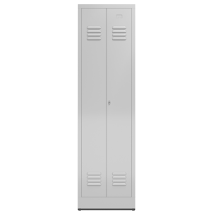 ClassiX Garderobenspind, 2 Abteile mittig schließend, H 1800 x B 500 x T 500 mm, lichtgrau - KONFIGURIERBAR