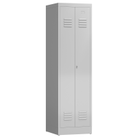 ClassiX Garderobenspind, 2 Abteile mittig schließend, H 1800 x B 500 x T 500 mm, lichtgrau - KONFIGURIERBAR