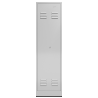 ClassiX Garderobenspind, 2 Abteile mittig schließend, H 1800 x B 500 x T 500 mm, lichtgrau - KONFIGURIERBAR