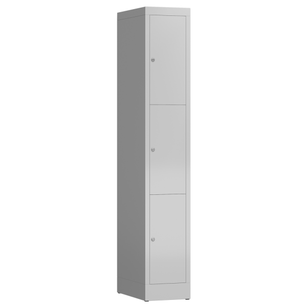 ClassiX Schließfachschrank, 1 Abteil à 3 Fächer, H 1800 x B 310 x T 500 mm, lichtgrau - KONFIGURIERBAR