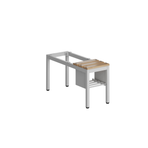 ClassiX Sitzbankuntergestell mit Schuhrost, Sitzauflagen buche, 420 x 310 x 800 mm, lichtgrau - KONFIGURIERBAR